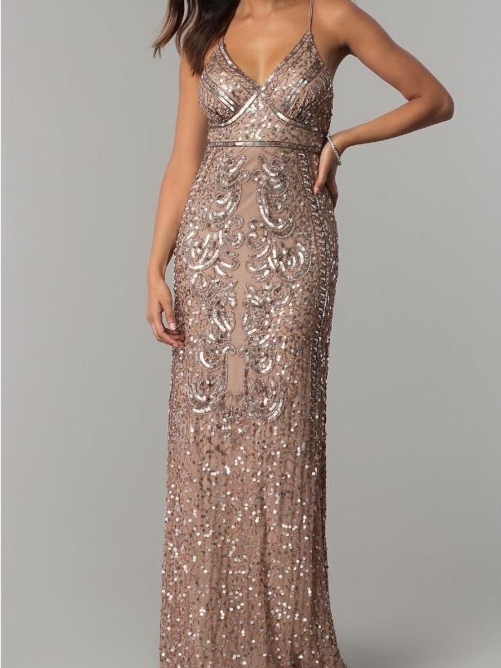 Marina Sequin V-Neck Evening Gown Prom Sz 10 Gatsby Party